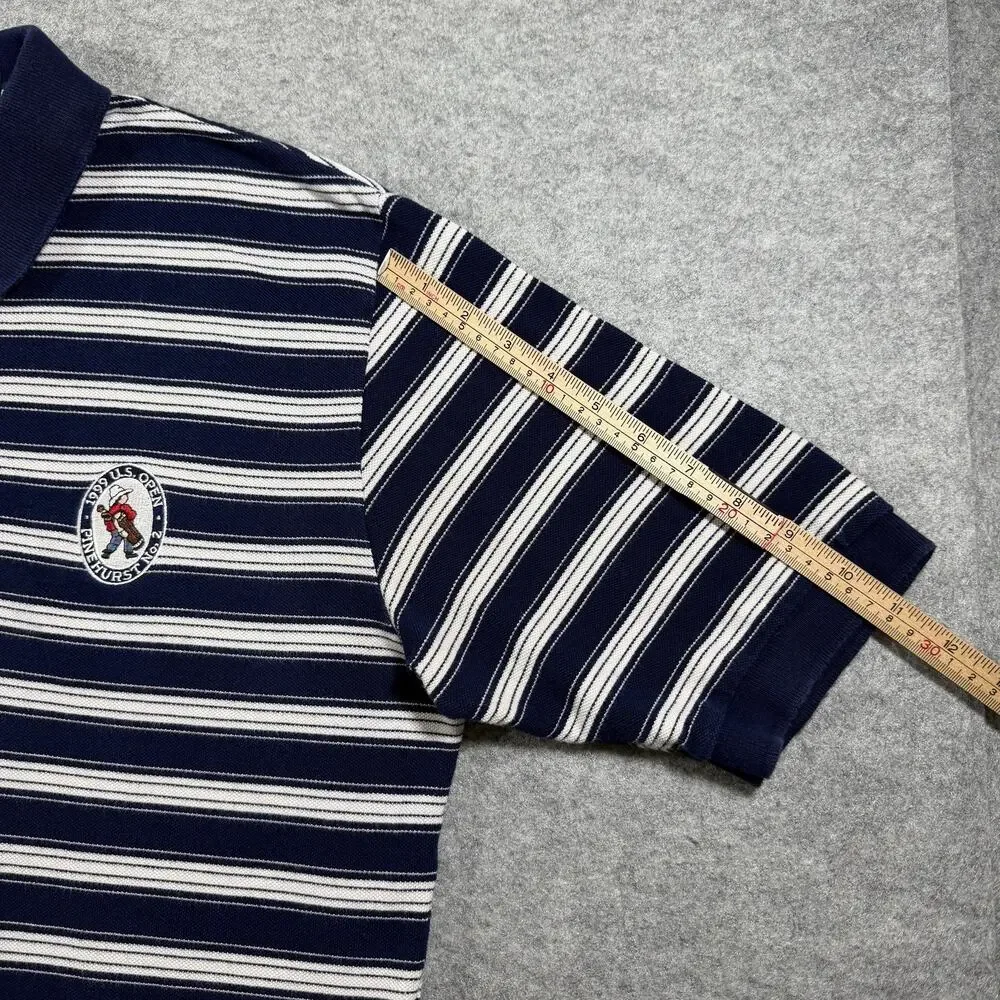 Vintage Polo Ralph Lauren Golf Polo Mens M Navy Striped 1999 US Open Pinehurst